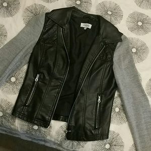 Back and Grey faux leather jacket
